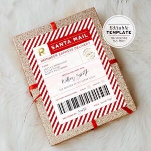 Santa Mail Editable Template with Red and Gold Accents